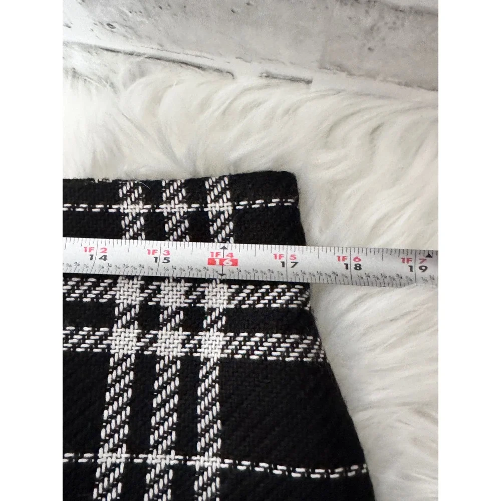 J. Crew Plaid‎ A-Line Skirt Black White Tweed Women's Size 12